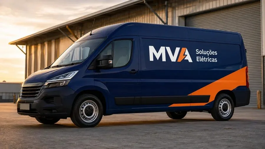 Veículo de entrega da MVA no pátio da fábrica